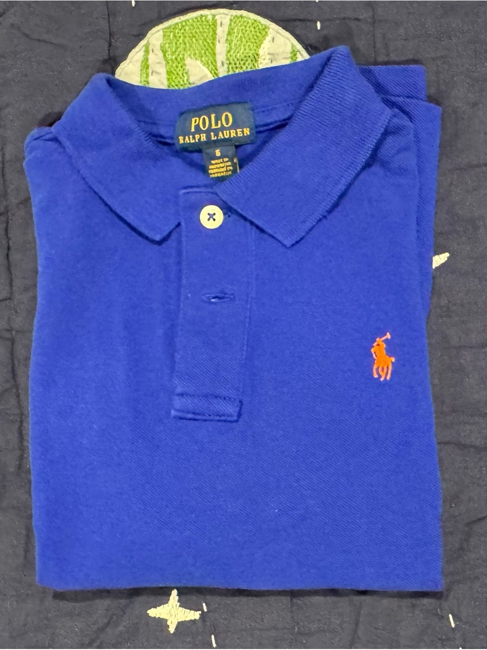 Polo by Ralph Lauren Boys Bright Blue Cotton Polo with Orange Pony